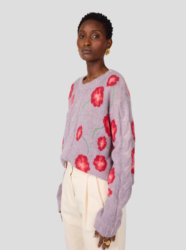 Heimstone Pull Ellis En Maille Imprimé Coquelicot Lilas