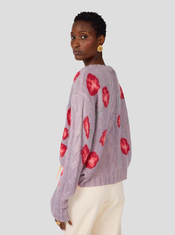 Heimstone Pull Ellis En Maille Imprimé Coquelicot Lilas