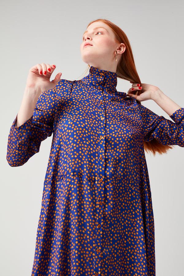 Heimstone Robe Java En Imprimé Messy Dots Bleu Marine