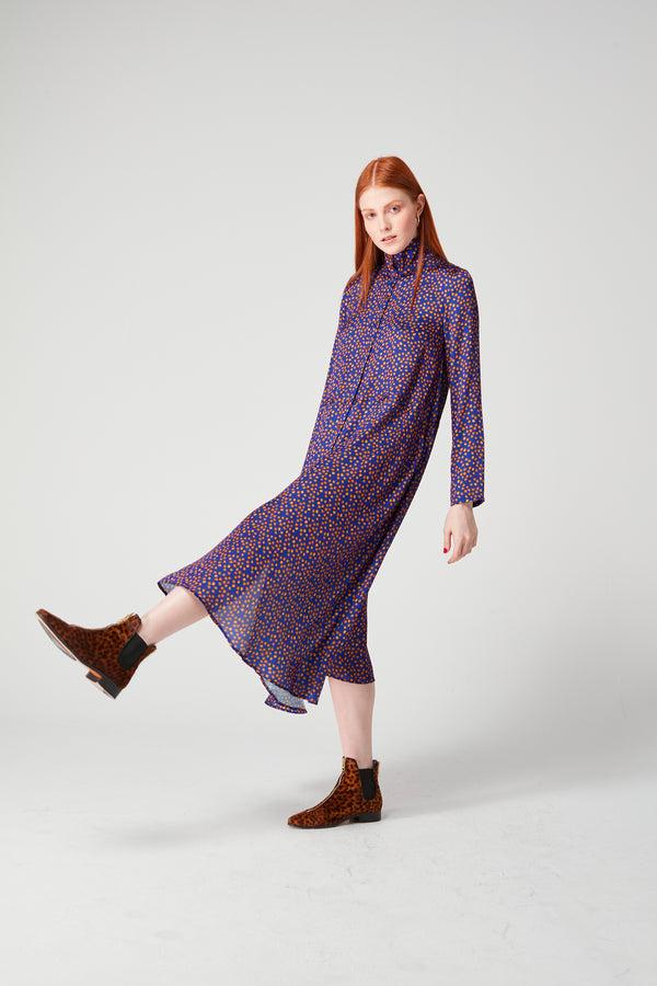 Heimstone Robe Java En Imprimé Messy Dots Bleu Marine