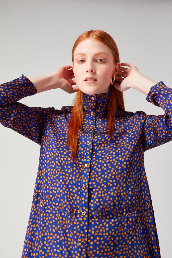 Heimstone Robe Java En Imprimé Messy Dots Bleu Marine