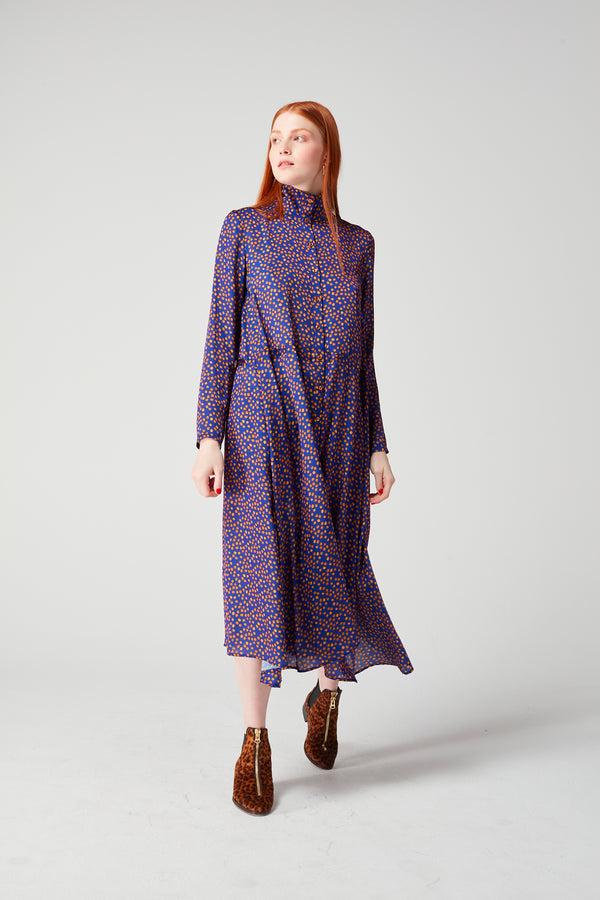 heimstone Robe Java en imprimé Messy Dots bleu marine