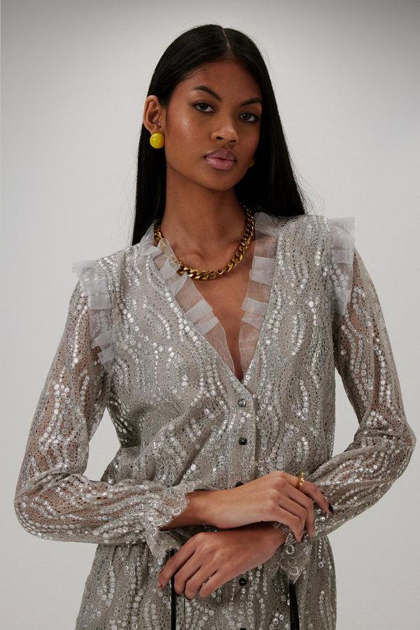 Heimstone Robe Nicole En Dentelle Champagne Argenté