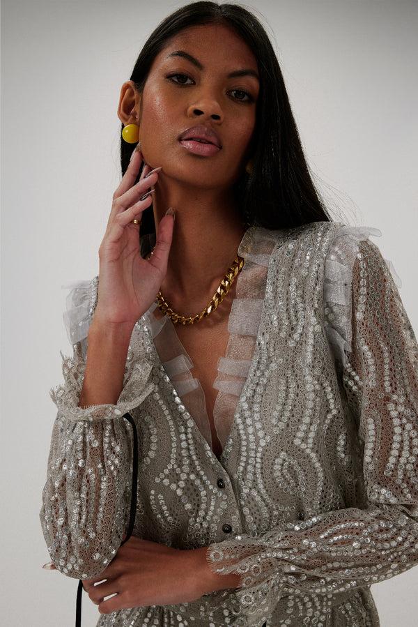 Heimstone Robe Nicole En Dentelle Champagne Argenté