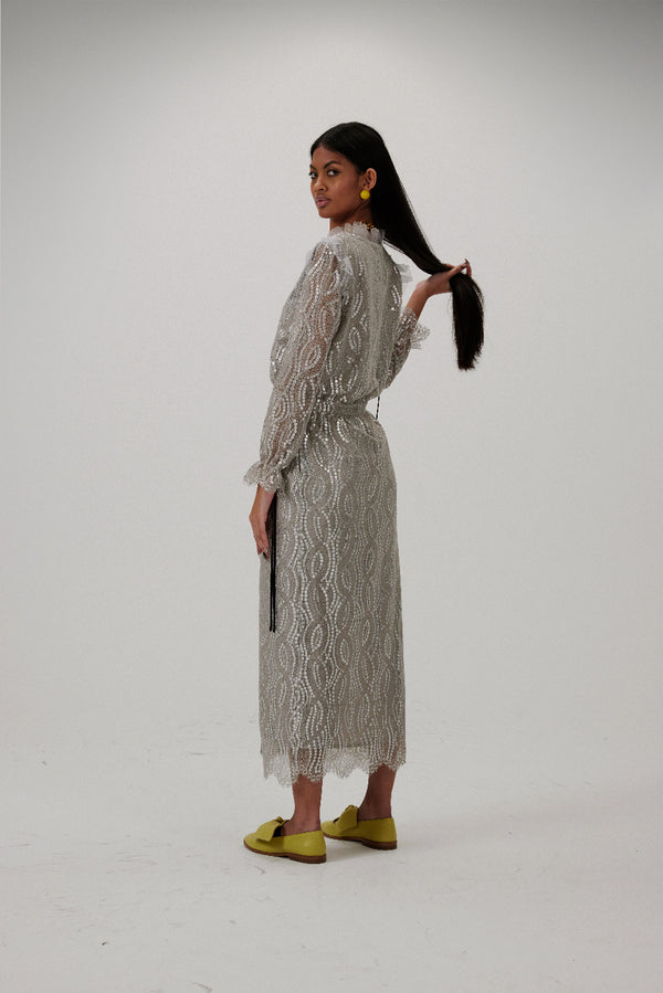 Heimstone Robe Nicole En Dentelle Champagne Argenté