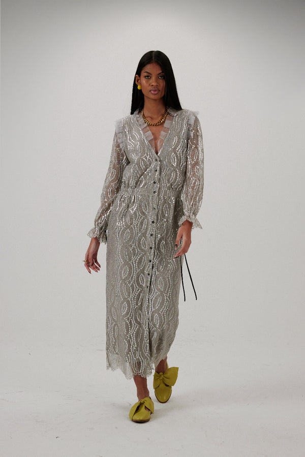 heimstone Robe Nicole en dentelle Champagne argenté