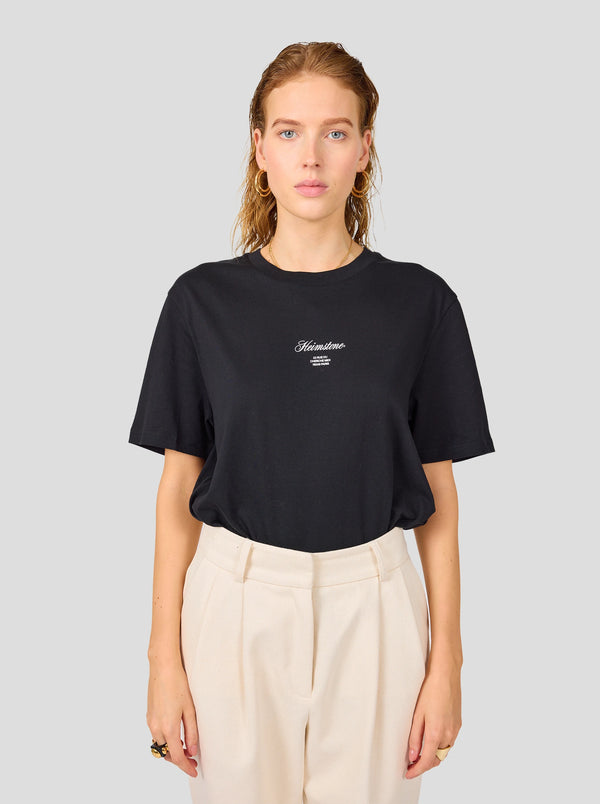 Heimstone T-shirt Collector Unisexe – Noir Avec Logo Heimstone Blanc Cassé