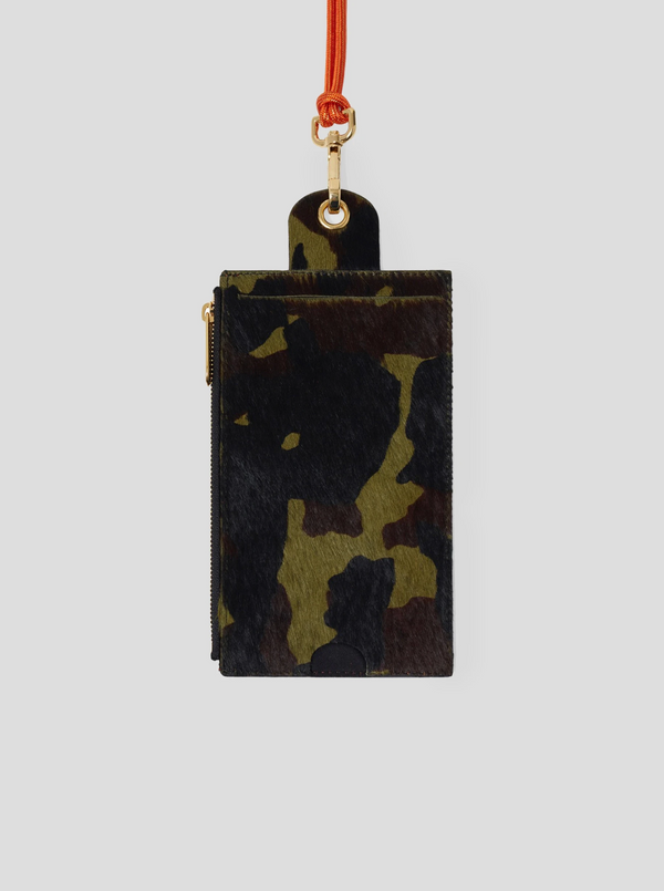 heimstone The Minis - Large Portefeuille à cordon en cuir imprimé camouflage orange