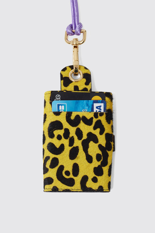Heimstone The Minis - Porte-clef à Clapet En Cuir Imprimé Léopard Jaune
