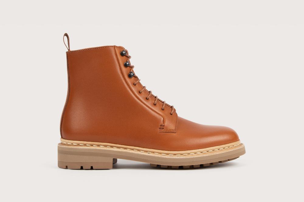 Heschung Boots Femme Carex En Cuir Novonappa Cognac Sur Semelle Gomme