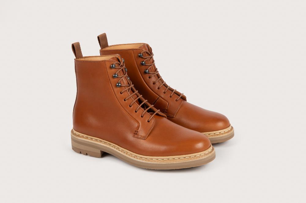 Heschung Boots Femme Carex En Cuir Novonappa Cognac Sur Semelle Gomme