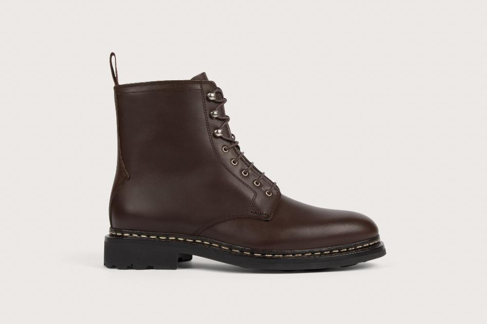 Heschung Boots Femme Décontractées En Anilcalf Café Sur Semelle En Gomme
