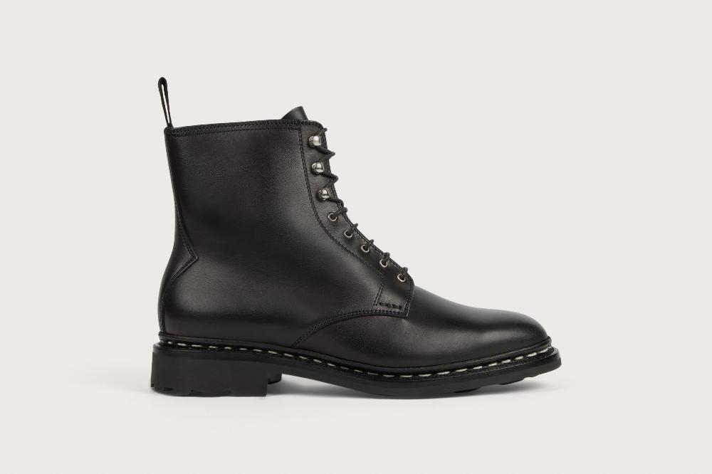 Heschung Boots Femme Décontractées En Cuir Lisse Noir Sur Semelle Gomme