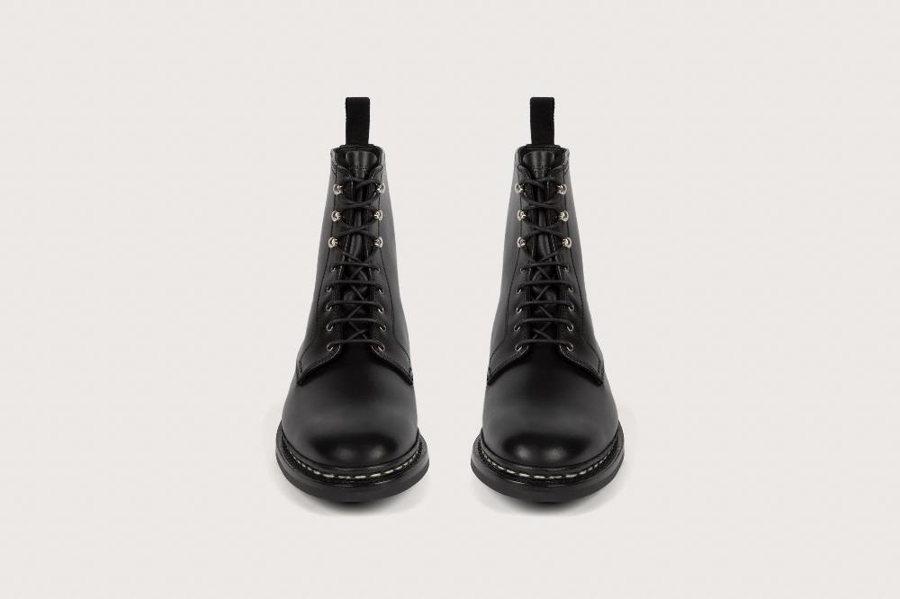 Heschung Boots Femme Décontractées En Cuir Lisse Noir Sur Semelle Gomme