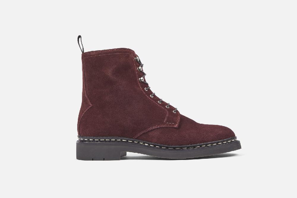 Heschung Boots Femme Décontractées En Hydrovelours Bordeaux Sur Semelle Caoutchouc Naturel