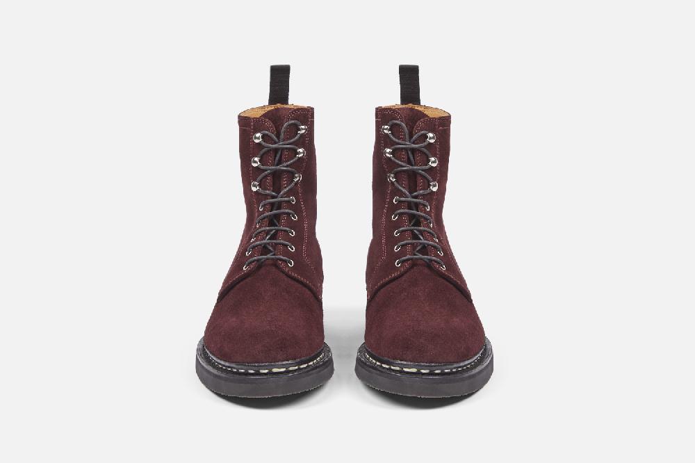 Heschung Boots Femme Décontractées En Hydrovelours Bordeaux Sur Semelle Caoutchouc Naturel