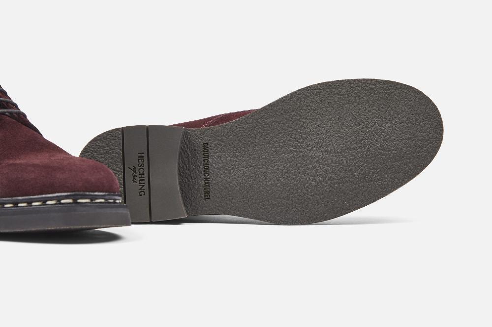 Heschung Boots Femme Décontractées En Hydrovelours Bordeaux Sur Semelle Caoutchouc Naturel