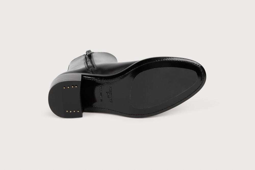 Heschung Boots Femme En Cuir Box Noir à Zip Intérieur Montées Sur Semelle Cuir P