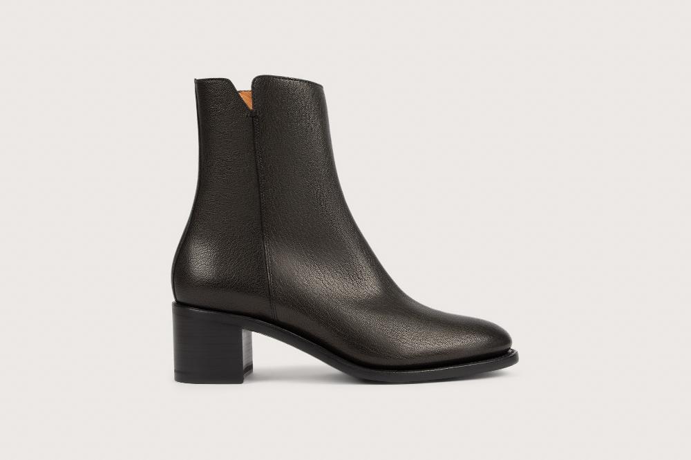 Heschung Boots Femme En Cuir Gobi Bleu Nuit à Zip Intérieur Montées Sur Semelle Cuir P