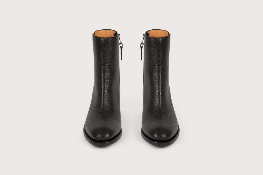 Heschung Boots Femme En Cuir Gobi Bleu Nuit à Zip Intérieur Montées Sur Semelle Cuir P