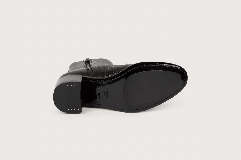 Heschung Boots Femme En Cuir Gobi Bleu Nuit à Zip Intérieur Montées Sur Semelle Cuir P