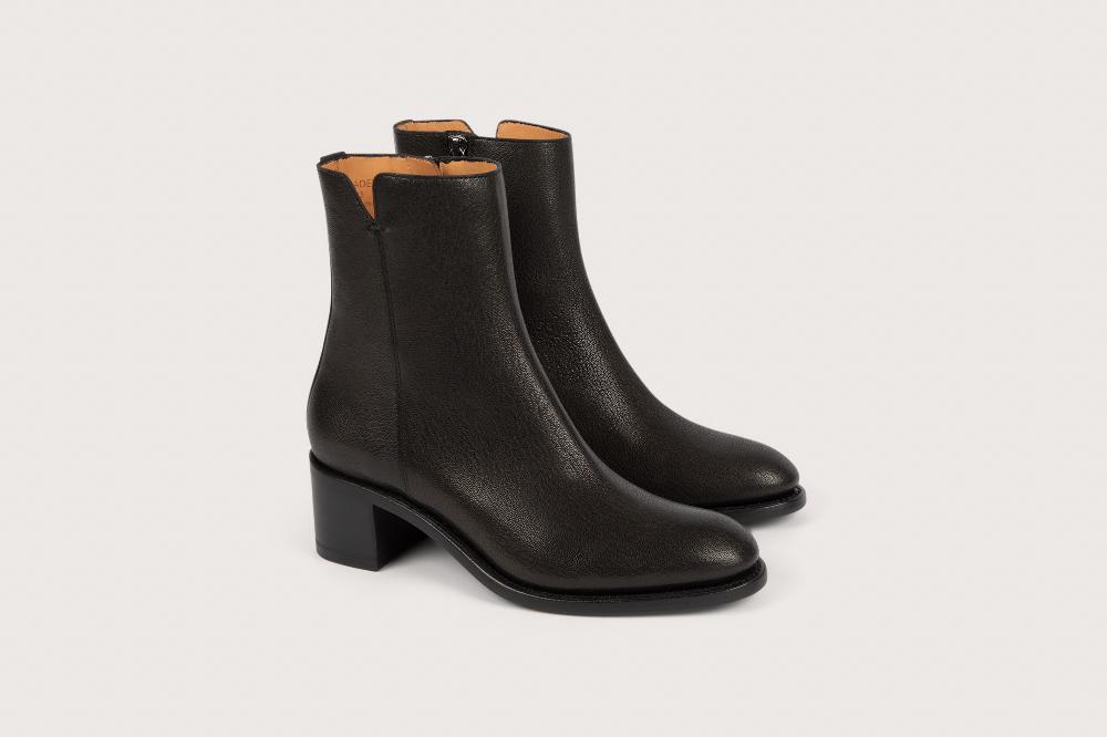heschung Boots femme en cuir gobi bleu nuit à zip intérieur montées sur semelle cuir P