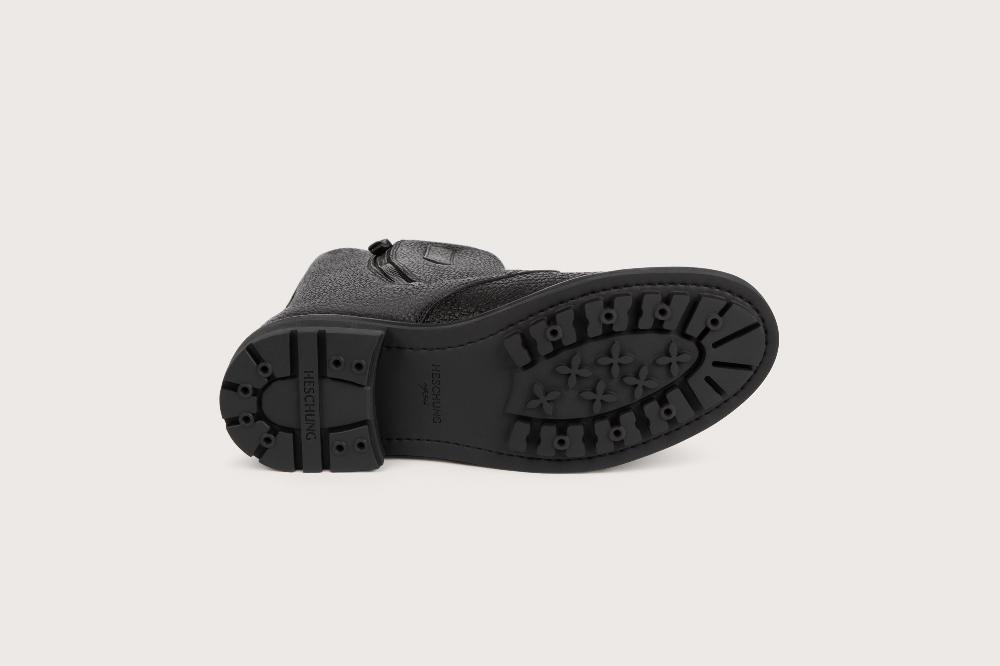 Heschung Boots Femme En Cuir Grainé Noir à L'allure Rock