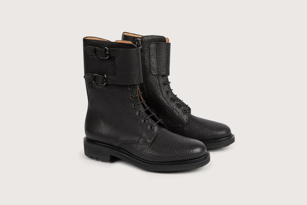 Heschung Boots Femme En Cuir Grainé Noir à L'allure Rock
