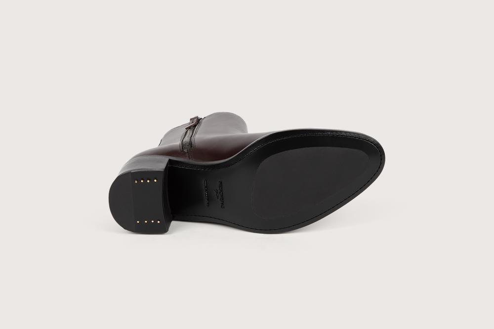 Heschung Boots Femme En Cuir Kidcalf Aubergine à Zip Intérieur Montées Sur Semelle Cuir P