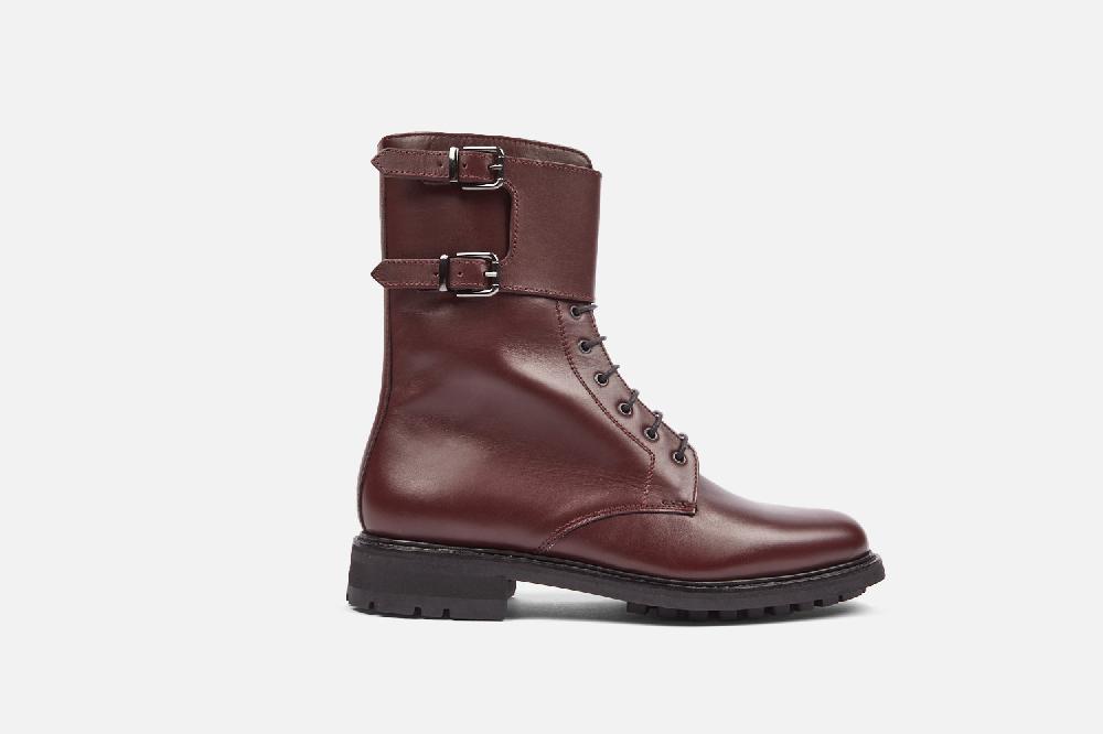 Heschung Boots Femme En Cuir Lisse Bordeaux à L'allure Rock