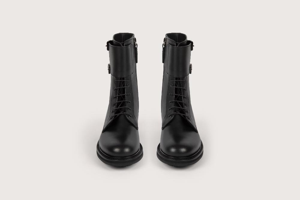 Heschung Boots Femme En Cuir Lisse Noir à L'allure Rock