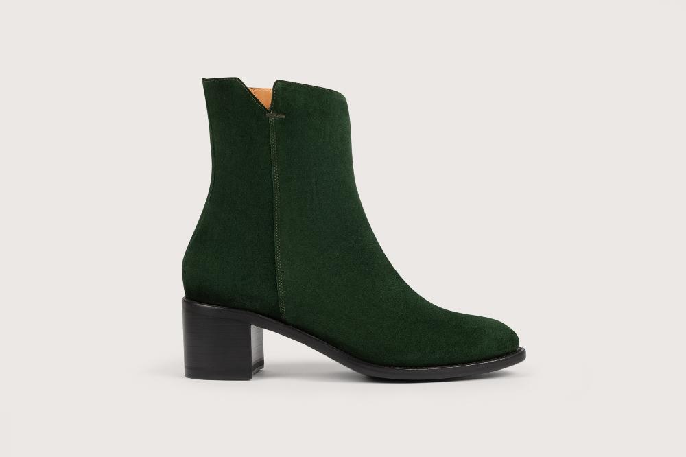 Heschung Boots Femme En Cuir Velvet Vigne à Zip Intérieur Montées Sur Semelle Cuir P