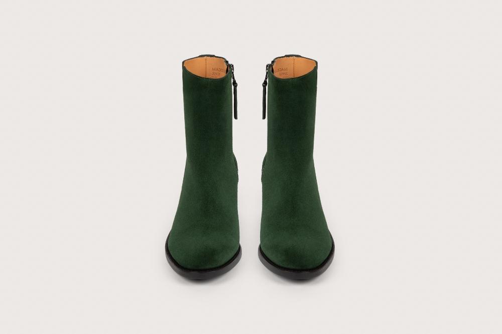 Heschung Boots Femme En Cuir Velvet Vigne à Zip Intérieur Montées Sur Semelle Cuir P