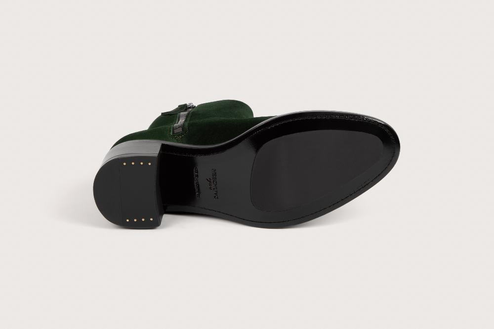 Heschung Boots Femme En Cuir Velvet Vigne à Zip Intérieur Montées Sur Semelle Cuir P