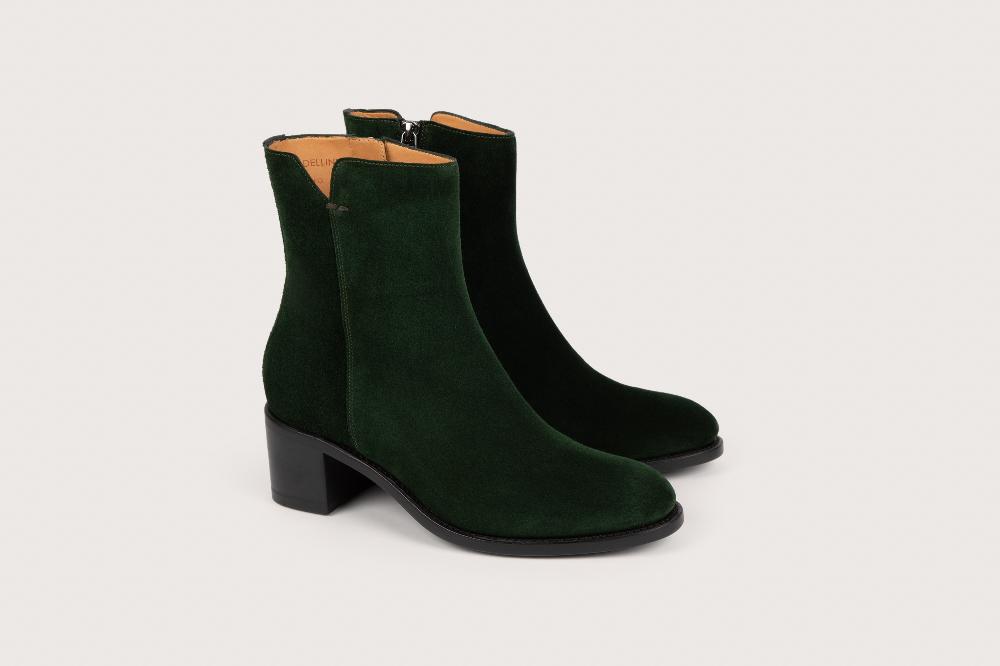 heschung Boots femme en cuir velvet vigne à zip intérieur montées sur semelle cuir P