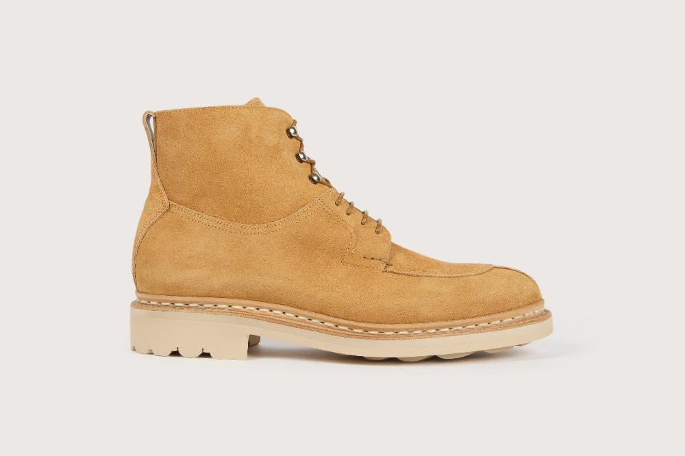 Heschung Boots Femme Intemporelle à Bout Chasse En Velours Imperméable Coloris Camel