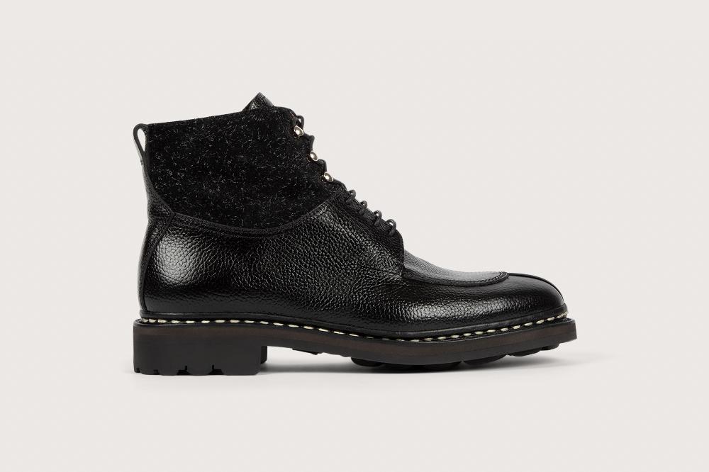 Heschung Boots Femme Intemporelles à Bout Chasse En Cuir Kotor Et Crazy Noir