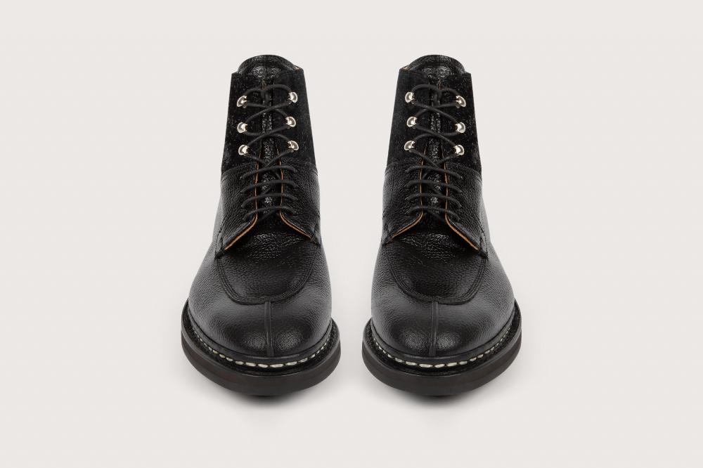 Heschung Boots Femme Intemporelles à Bout Chasse En Cuir Kotor Et Crazy Noir