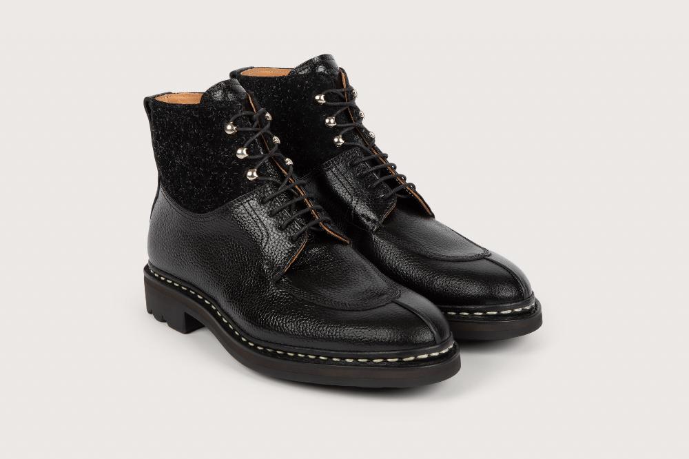 heschung Boots femme intemporelles à bout chasse en cuir kotor et crazy noir