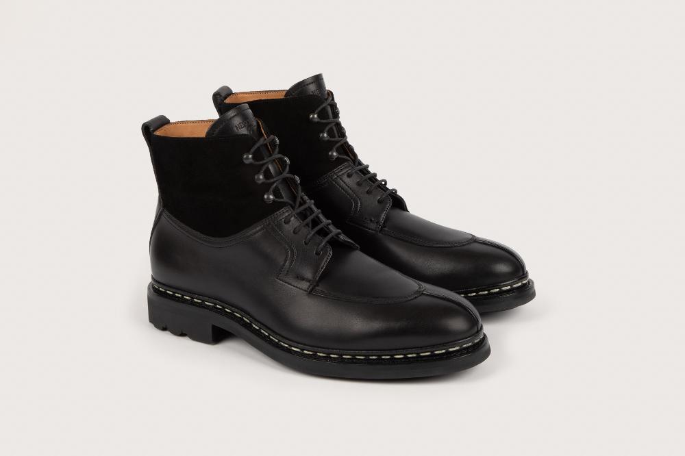 heschung Boots femme intemporelles à bout chasse en cuir lisse et velours noir