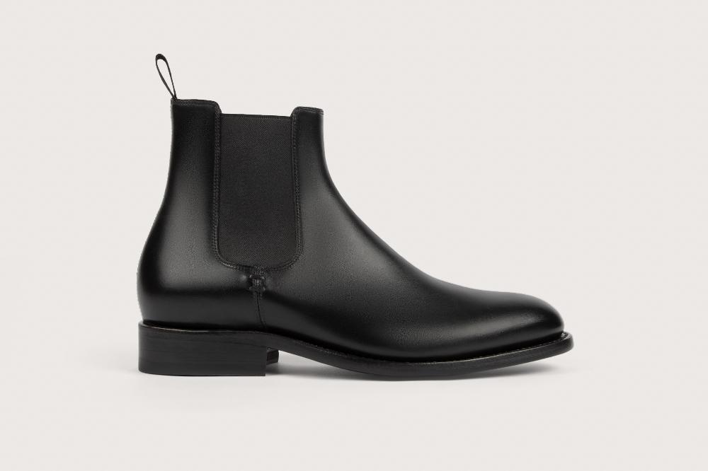 Heschung Boots Frêne Femme En Cuir Noir Sur Semelle Cuir