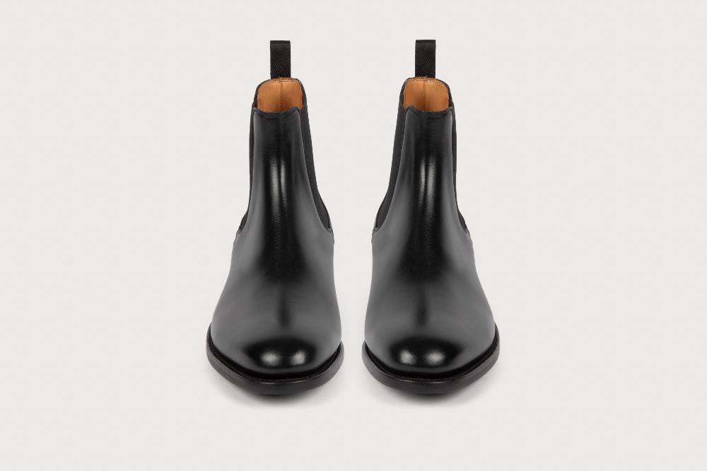 Heschung Boots Frêne Femme En Cuir Noir Sur Semelle Cuir