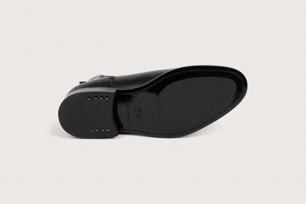 Heschung Boots Frêne Femme En Cuir Noir Sur Semelle Cuir