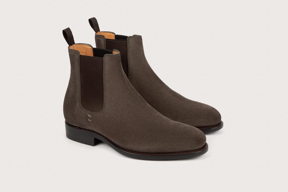 heschung Boots Frêne femme en hydrovelours acacia sur semelle cuir heschung Boots Frêne femme en hydrovelours acacia sur semelle cuir