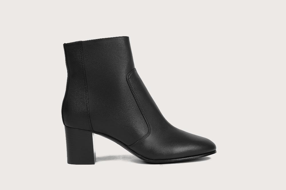 Heschung Boots Hebe Femme En Cuir Noir Sur Semelle Cuir