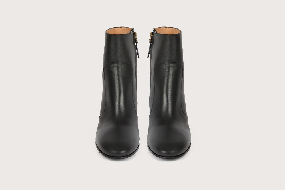 Heschung Boots Hebe Femme En Cuir Noir Sur Semelle Cuir