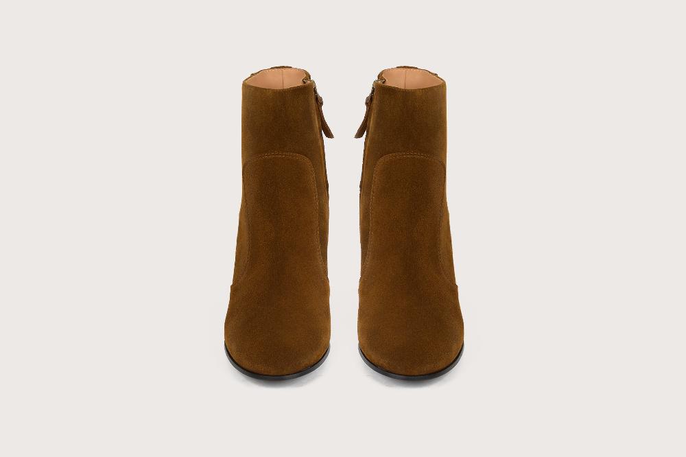 Heschung Boots Hebe Femme En Velours Couleur Toundra Sur Semelle Cuir