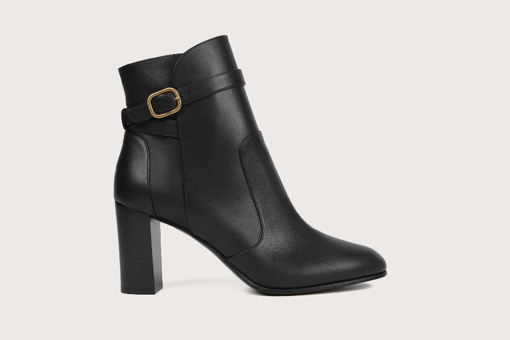 Heschung Boots Hera Femme En Cuir Noir Sur Semelle Cuir