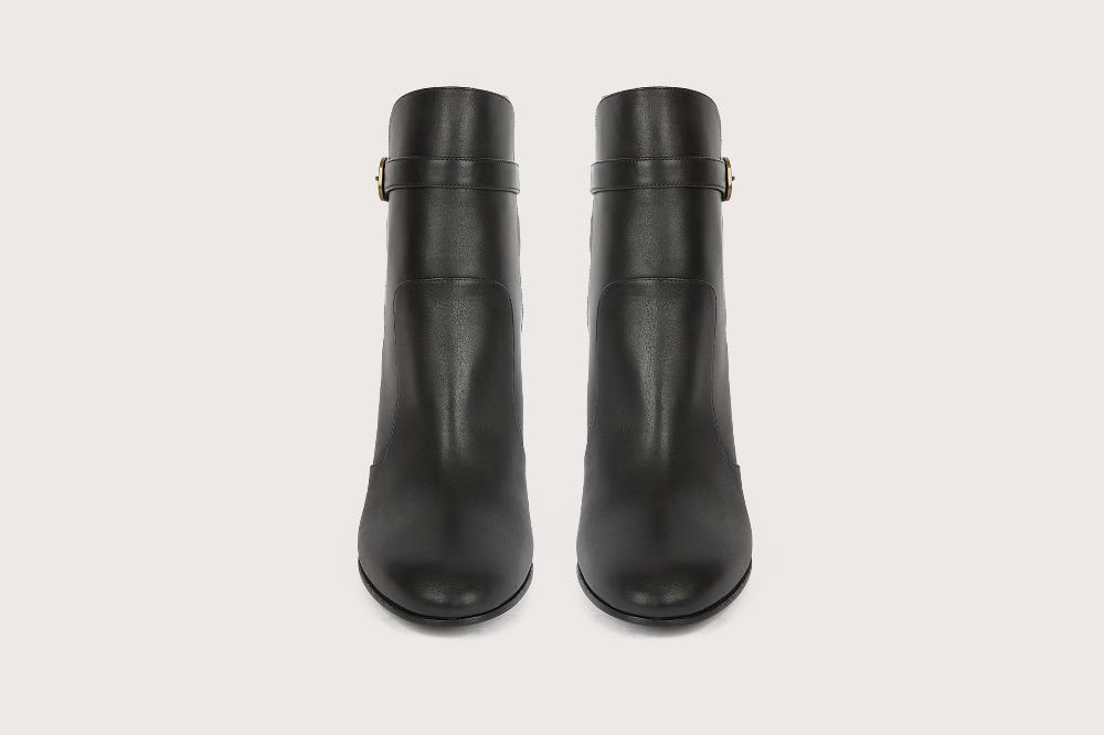 Heschung Boots Hera Femme En Cuir Noir Sur Semelle Cuir
