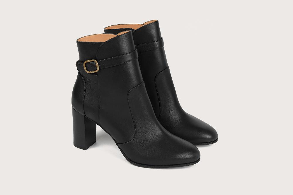 heschung Boots Hera femme en cuir noir sur semelle cuir
